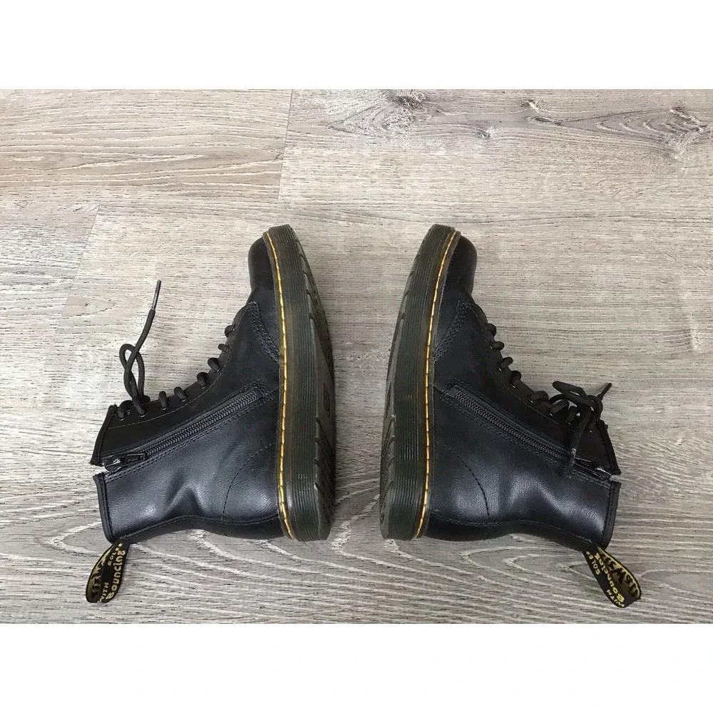 Doc Martens Zavala J Leather Combat Boots Black Kids Size 3 Youth Boot Dr.